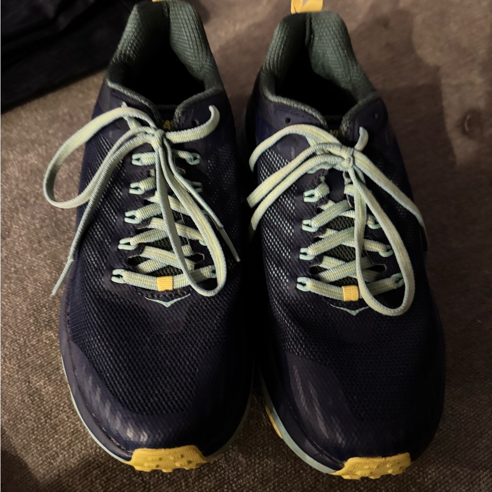 Hoka Men's Navy and Yellow Athletic Shoes